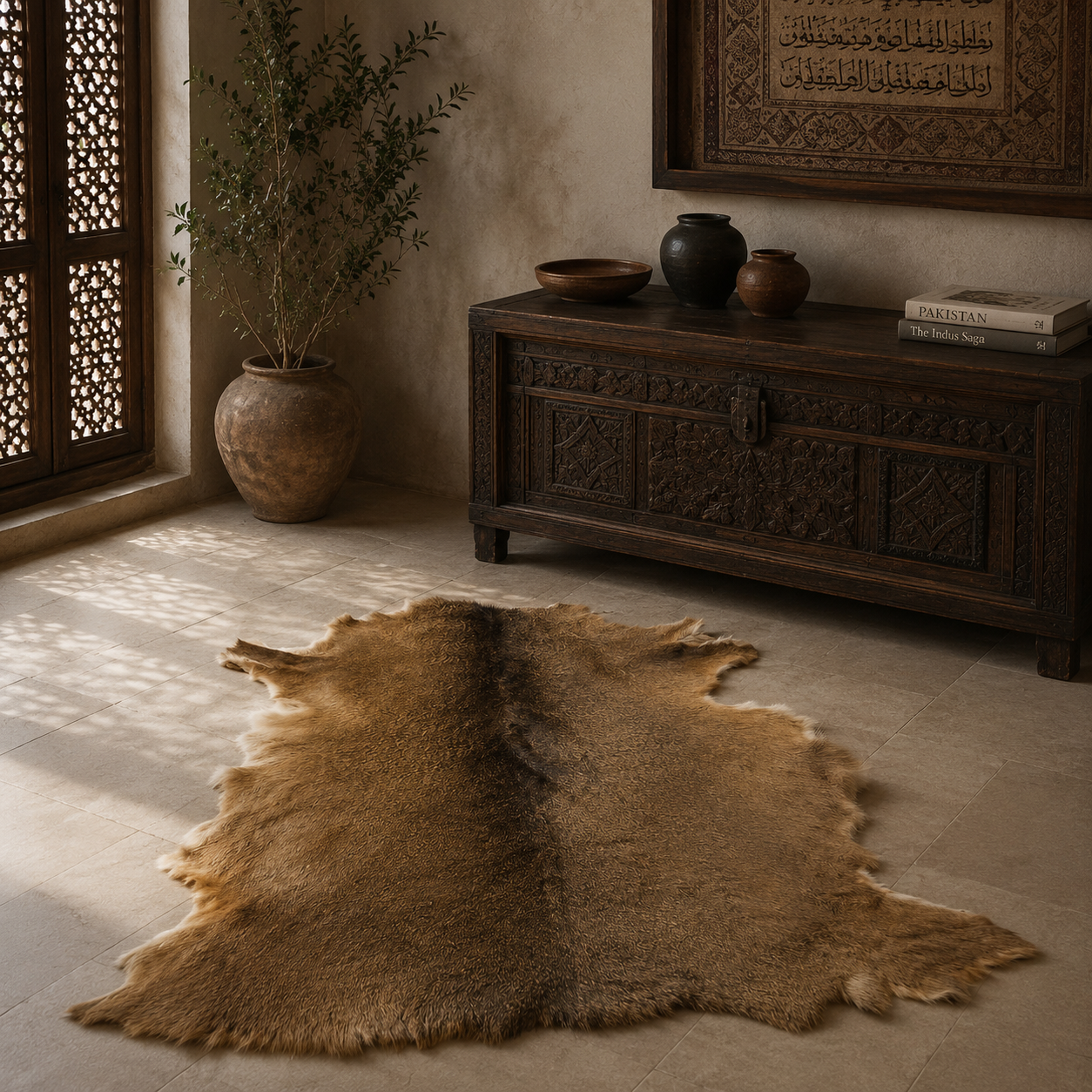 Deerhide Rug DR-106 47x40 INCH